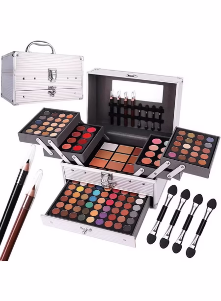 مجموعة مكياج الكل في واحد مكونة من 132 لونًا مجموعة مكياج احترافية للفتيات المراهقات لوحة ظلال عيون متعددة الألوان (006N2Silver)