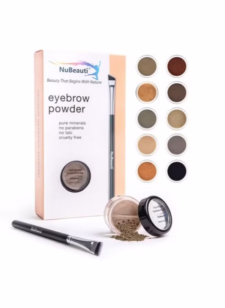 Natural Eyebrow Powder Eyebrow Kit Mica Brow Powder Eyebrow Makeup Kit with Professional Angled Eyebrow Brush 10 Natural Shades No Parabens or Chemicals Eyebrow Shaper Kit by NuBeauti